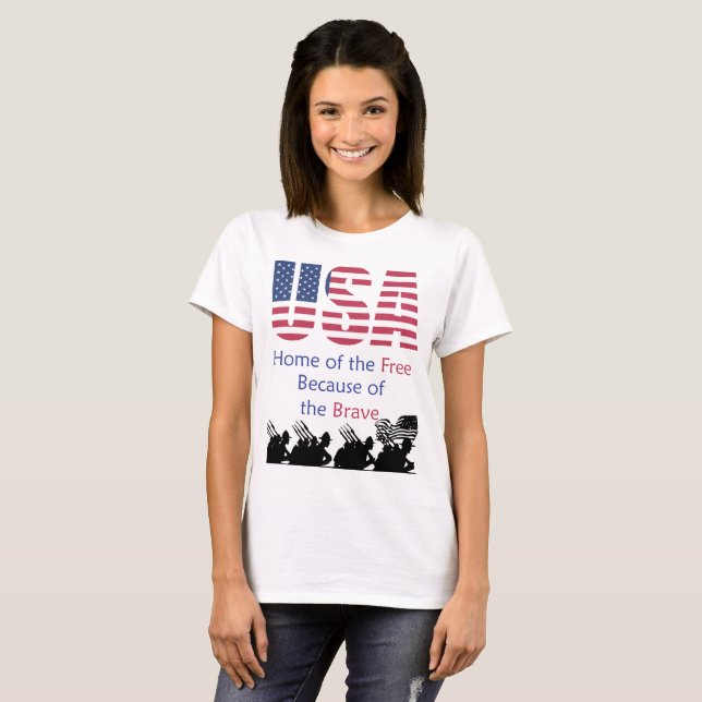 USA - Home of the Free Because of the Brave T-Shirt (Front Full)