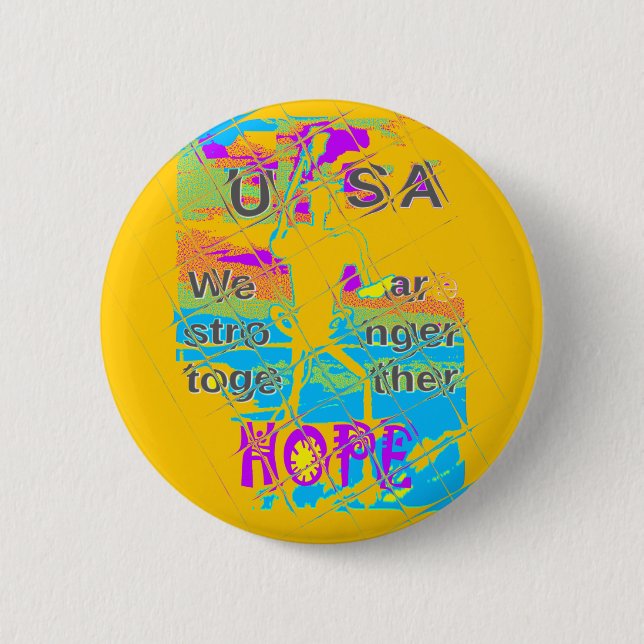 USA Hope: Colourful Textured Design 6 Cm Round Badge (Front)