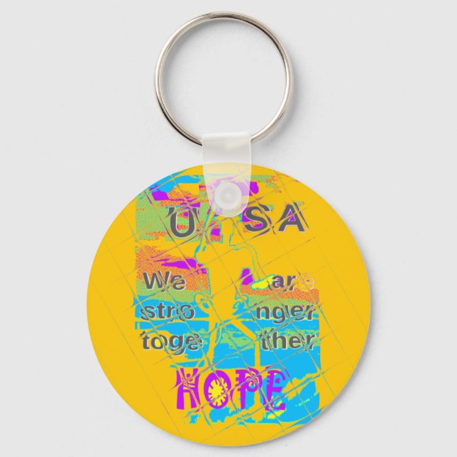 USA Hope: Colourful Textured Design Key Ring (Front)
