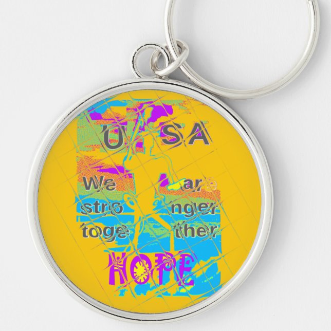 USA Hope: Colourful Textured Design Key Ring (Front)