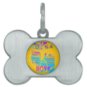 USA Hope: Colourful Textured Design Pet Name Tag