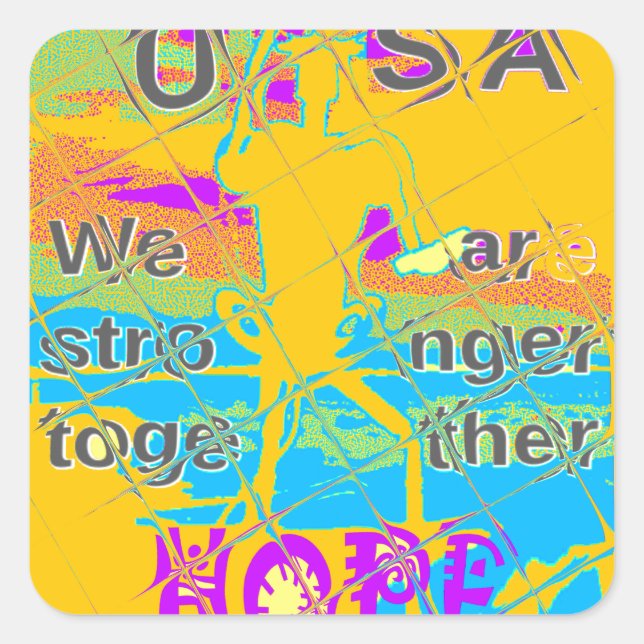 USA Hope: Colourful Textured Design Square Sticker (Front)
