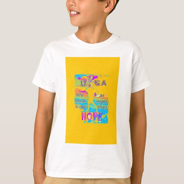 USA Hope: Colourful Textured Design T-Shirt (Front)