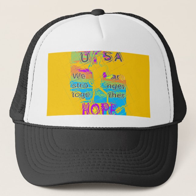 USA Hope: Colourful Textured Design Trucker Hat (Front)