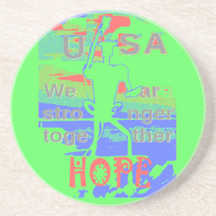 USA Hope: Neon Lemon & Orange Art Coaster