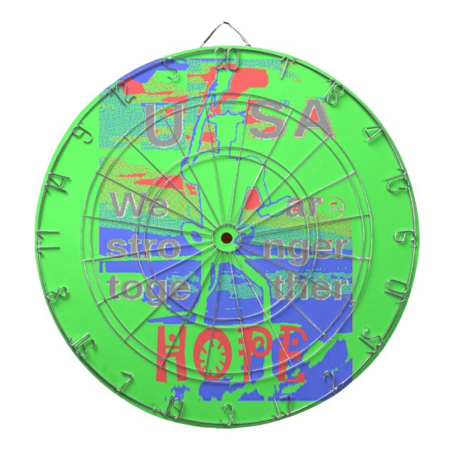 USA Hope: Neon Lemon & Orange Art Dartboard (Front)