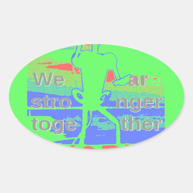 USA Hope: Neon Lemon & Orange Art Oval Sticker (Front)