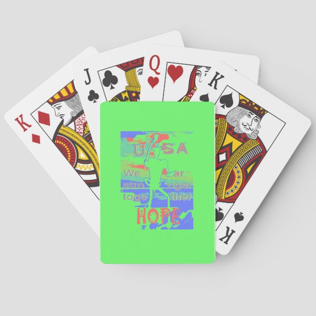USA Hope: Neon Lemon & Orange Art Playing Cards (Back)
