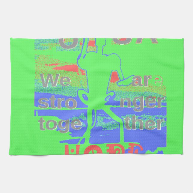 USA Hope: Neon Lemon & Orange Art Tea Towel (Horizontal)