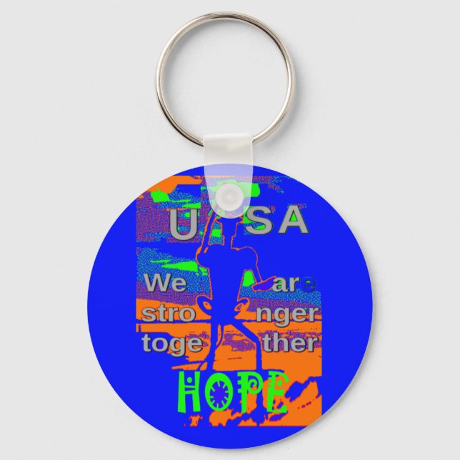 USA Hope Strong Together - A Patriotic Tapestry Key Ring (Front)