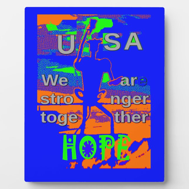 USA Hope Strong Together - A Patriotic Tapestry Plaque (Front)