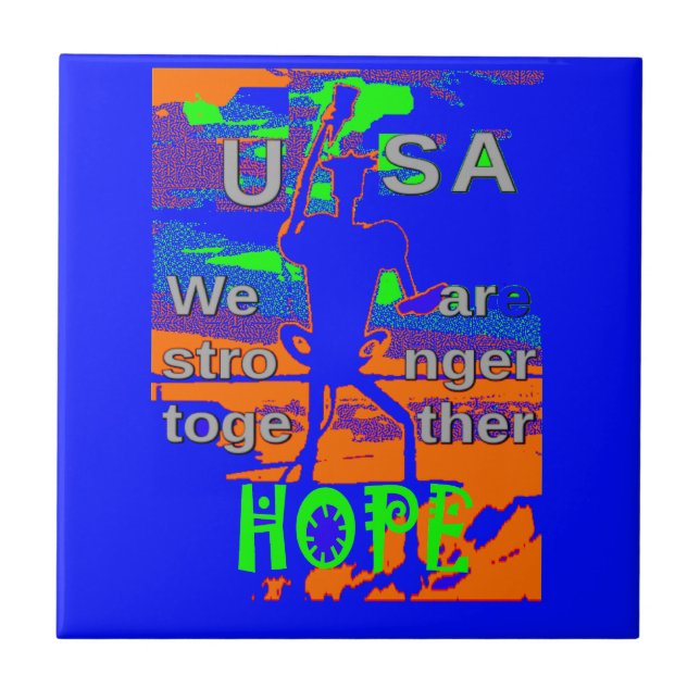 USA Hope Strong Together - A Patriotic Tapestry Tile (Front)