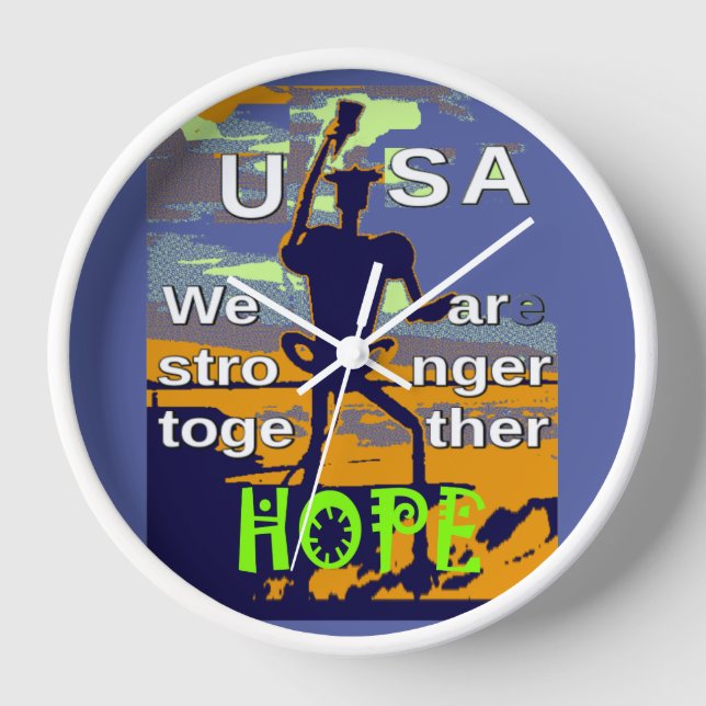 USA Hope Stronger Together  Clock (Front)