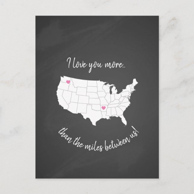 USA I love you more than the miles between us Postcard (Front)