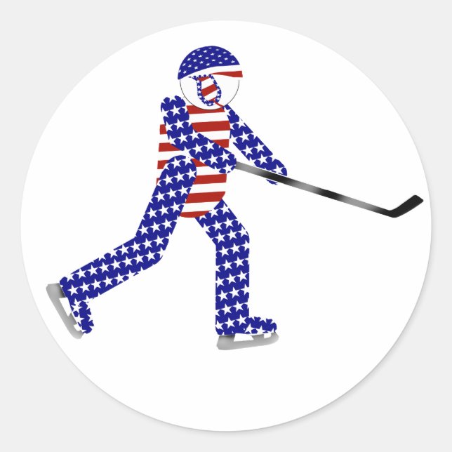 USA Ice Hockey   Classic Round Sticker (Front)