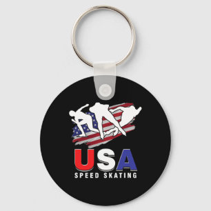 Usa Ice Skate Skating Skaters Speed Figure Skater Key Ring