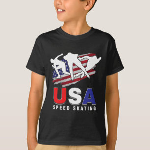 Usa Ice Skate Skating Skaters Speed Figure Skater T-Shirt