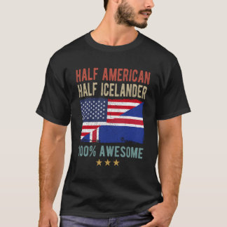 Usa Iceland Flag Half American Half Icelander T-Shirt
