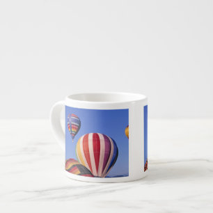 USA, Idaho, Teton Valley. Colourful hot-air Espresso Cup