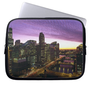 USA, IL, Chicago. Chicago skyline and river Laptop Sleeve