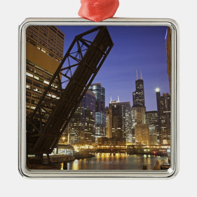 USA, Illinois, Chicago, Chicago River Metal Tree Decoration (Front)