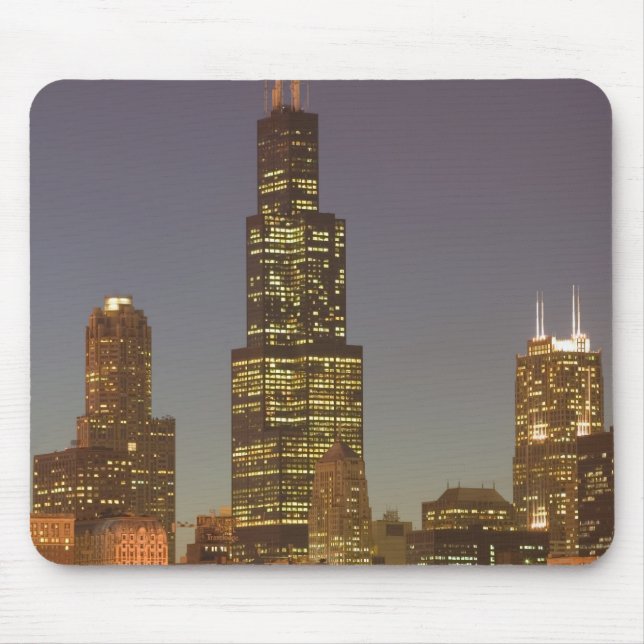 USA, Illinois, Chicago: City Skyline / Evening Mouse Mat (Front)