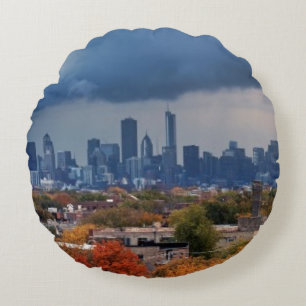 USA, Illinois, Chicago, cityscape Round Cushion