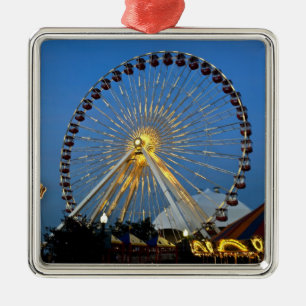 USA, Illinois, Chicago, Cityscapes, Lighted Metal Tree Decoration