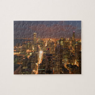 USA, Illinois, Chicago: Evening View of The Loop 2 Jigsaw Puzzle