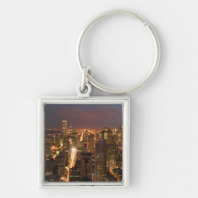 USA, Illinois, Chicago: Evening View of The Loop 2 Key Ring (Front)
