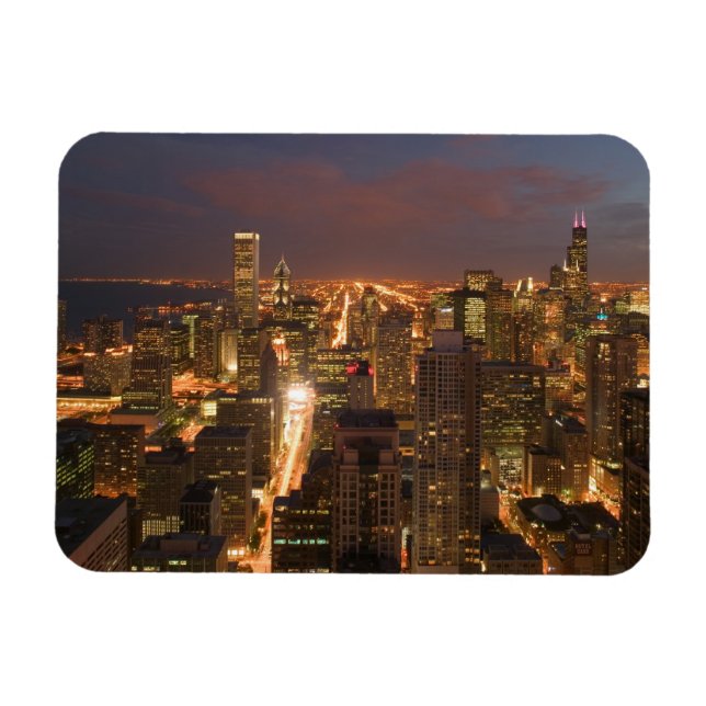 USA, Illinois, Chicago: Evening View of The Loop 2 Magnet (Horizontal)