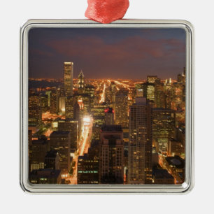 USA, Illinois, Chicago: Evening View of The Loop 2 Metal Tree Decoration