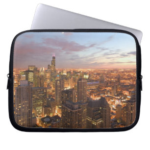 USA, Illinois, Chicago: Evening View of The Loop Laptop Sleeve
