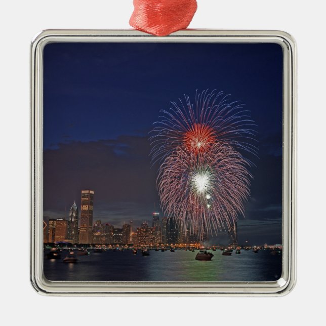 USA, Illinois, Chicago, Fourth of July fireworks Metal Tree Decoration (Front)