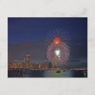 USA, Illinois, Chicago, Fourth of July fireworks Postcard