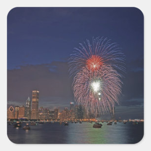 USA, Illinois, Chicago, Fourth of July fireworks Square Sticker