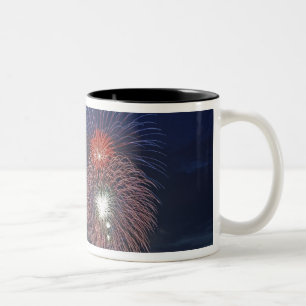 USA, Illinois, Chicago, Fourth of July fireworks Two-Tone Coffee Mug