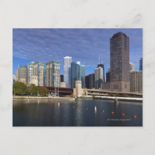 USA, Illinois, Chicago skyline across river Postcard