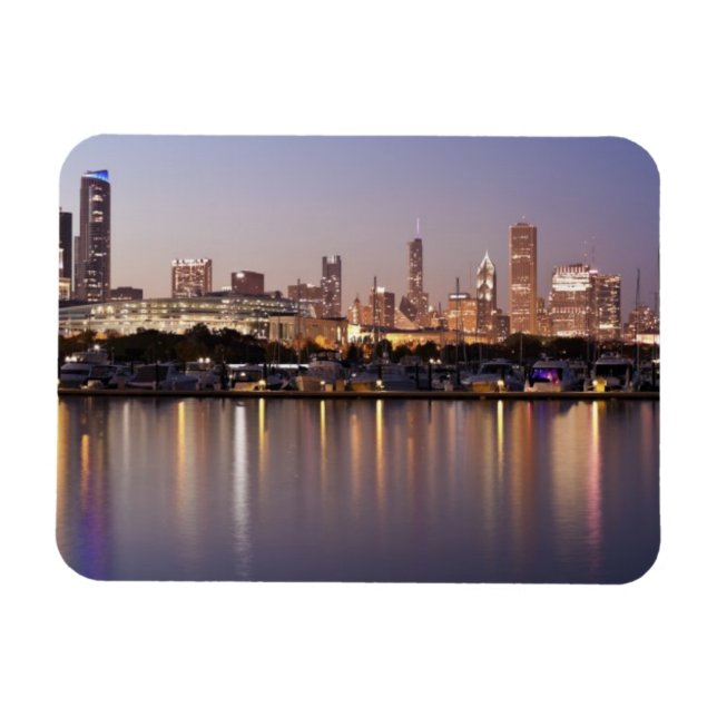 USA, Illinois, Chicago skyline at dusk Magnet (Horizontal)