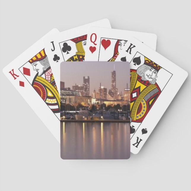 USA, Illinois, Chicago skyline at dusk Playing Cards (Back)