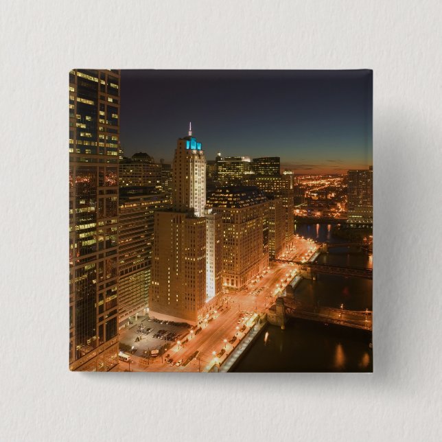 USA, Illinois, Chicago: The Loop: Buildings 15 Cm Square Badge (Front)