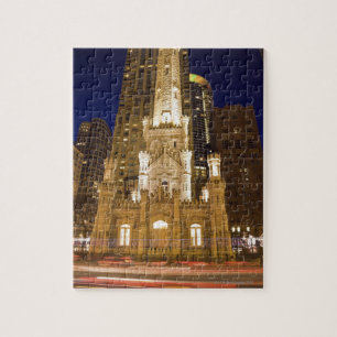 USA, Illinois, Chicago, Water Tower illuminated Jigsaw Puzzle