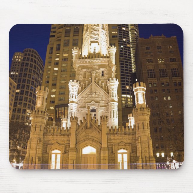 USA, Illinois, Chicago, Water Tower illuminated Mouse Mat (Front)