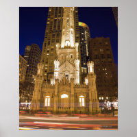USA, Illinois, Chicago, Water Tower illuminated