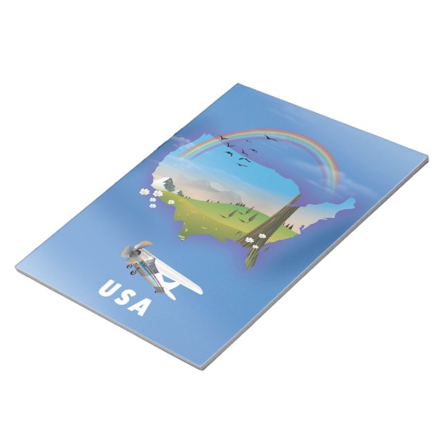 USA Illustrated travel poster Notepad (Angled)