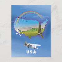 USA Illustrated travel poster