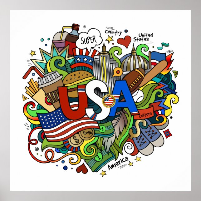 USA Illustration Art Poster (Front)