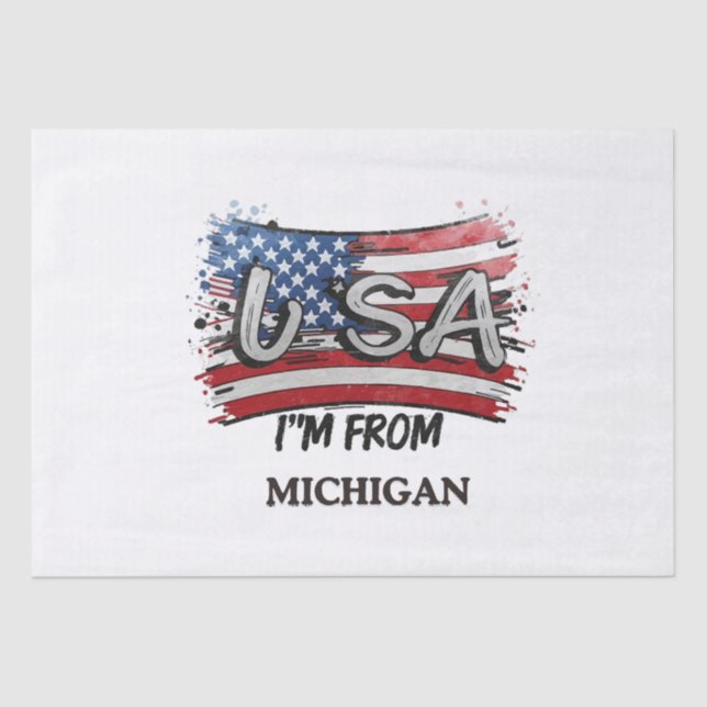 Usa I'm From Michigan Tissue Paper (Front)