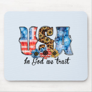 USA In God We Trust   Christian   Sunflower Mouse Mat