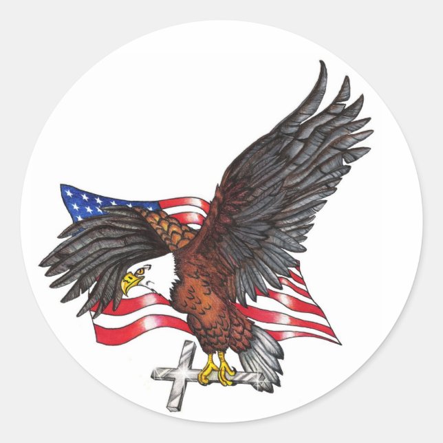 USA In God We Trust Eagle Classic Round Sticker (Front)